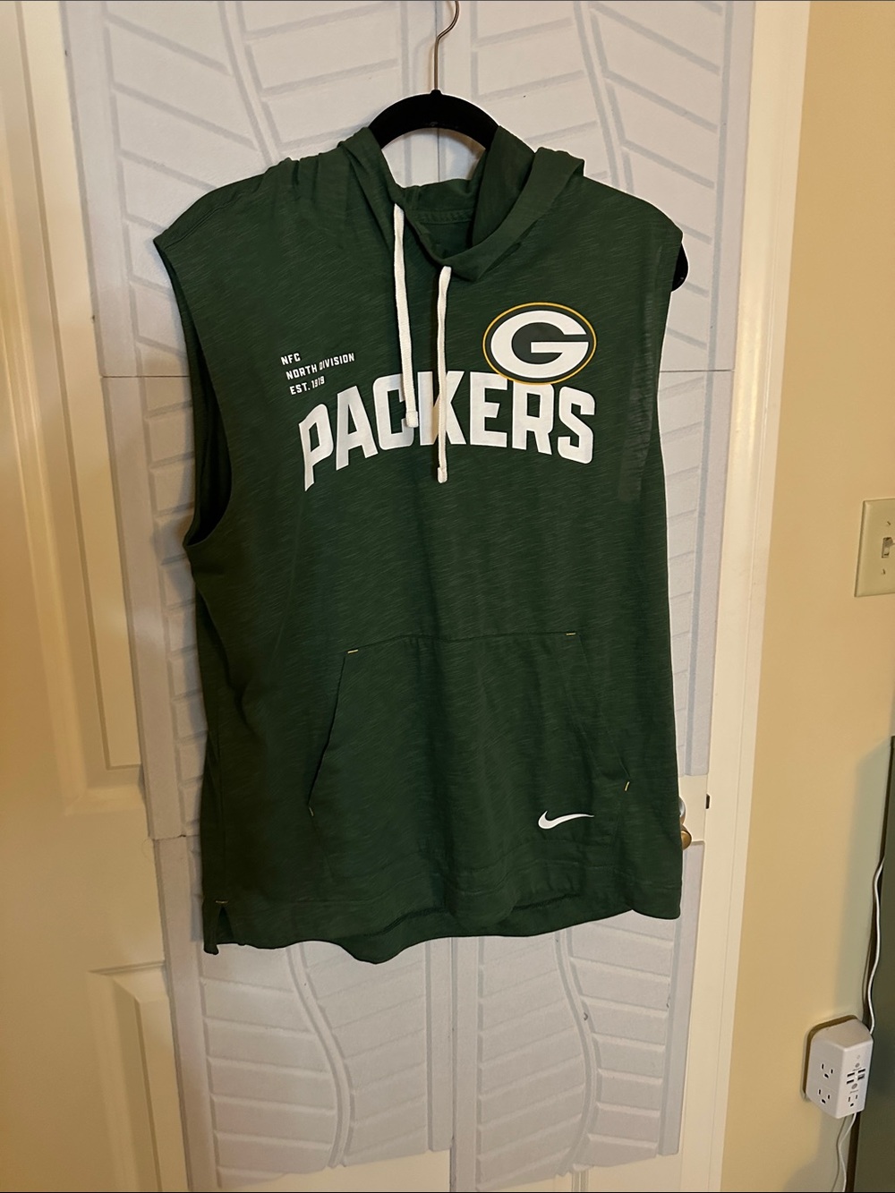Nike NFL Green Bay Packers Sleeveless Hoodie - Green & White